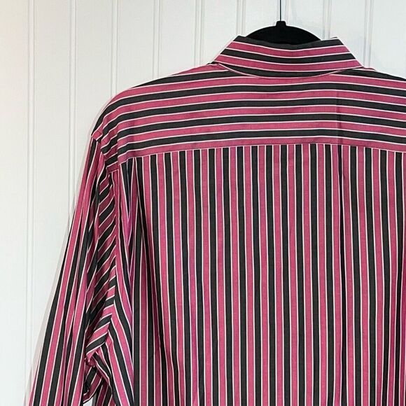 Michael Michael Kors Button Down Shirt Men Large Pink Stripped Long Sleeve - Picture 9 of 13